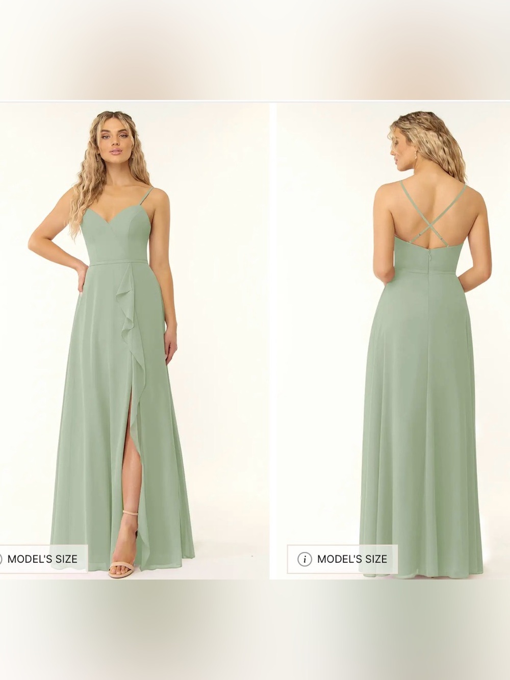 Azazie Naeem Dusty Sage A-Line V-Neck Ruffle Chiffon Dress